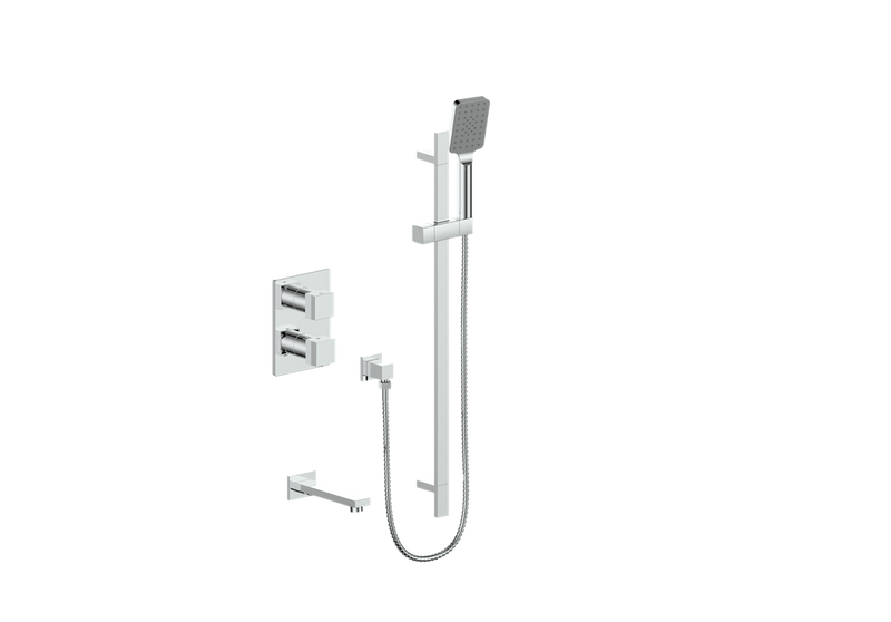 Vogt Kapfenberg 2-Function Thermostatic Tub & Shower System with Hand Shower & Tub Spout – Chrome – SET.KG.220.500.CC