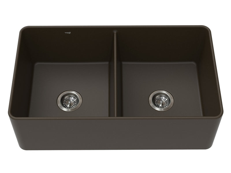 Vogt Kaltenbach GS Apron Front 33" Double-Bowl Vogranite Kitchen Sink – Java Brown – KS.3319.K03G-61