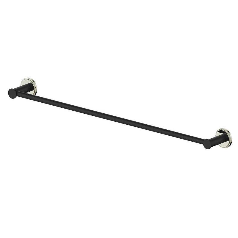Vogt Zehn 24" Single Towel Bar – Matte Black / Polished Nickel – BA.0409.PB