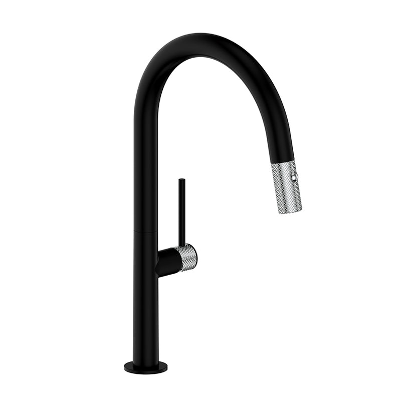 Vogt Drava 16" Pull-Down Kitchen Faucet – Matte Black / Chrome – KF.16D1.1214.CB