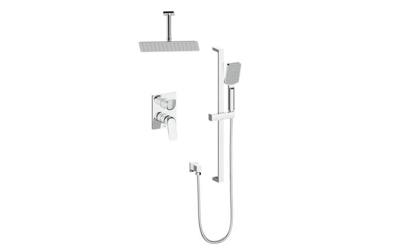 Vogt Antau 2-Function Pressure-Balanced Shower System with 8"x12" Rain Head & Hand Shower – Ceiling-Mount – Chrome – SET.AU.210.216.CC