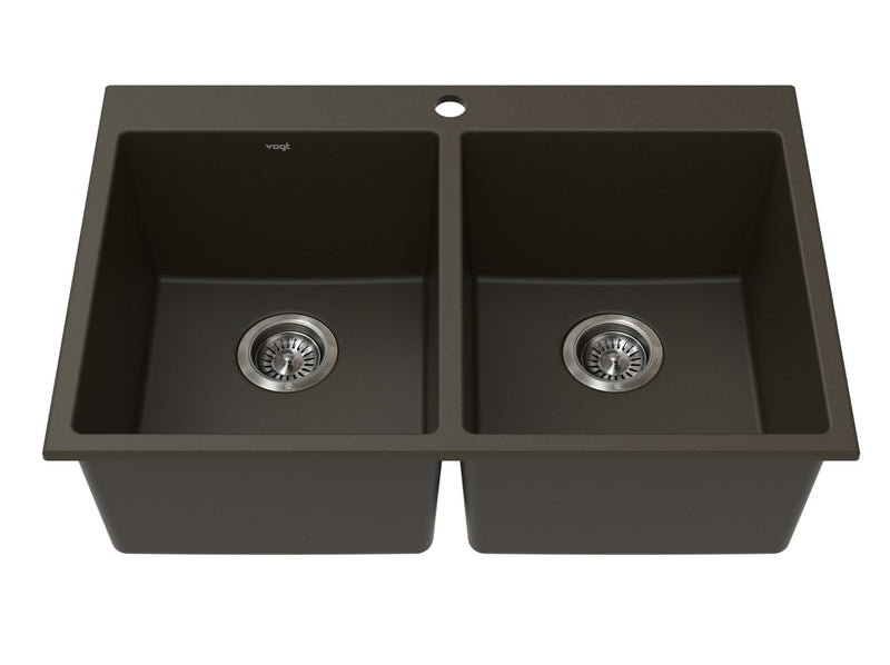 Vogt Rankweil GS Topmount 30" Double-Bowl Vogranite Kitchen Sink – Java Brown – KS.3020.R03G-61