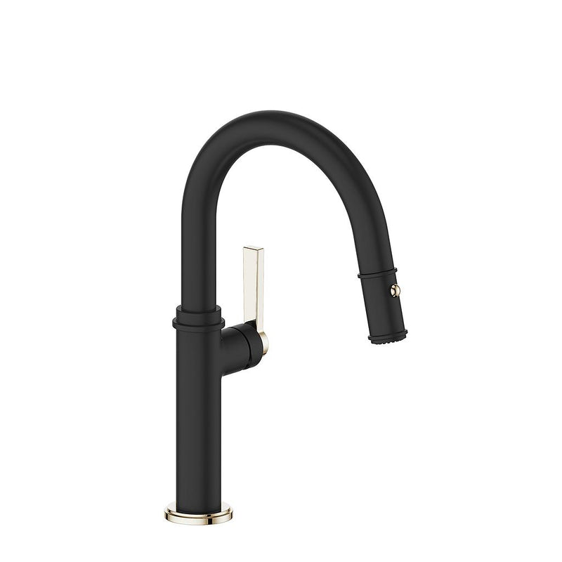 Vogt Zehn Bar & Prep Kitchen Faucet – Matte Black / Polished Nickel – KF.13ZN.1112.PB