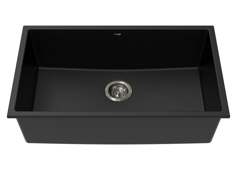 Vogt Graz GS 30" Single-Bowl Vogranite Kitchen Sink – Onyx Black – KS.3018.G01G-61