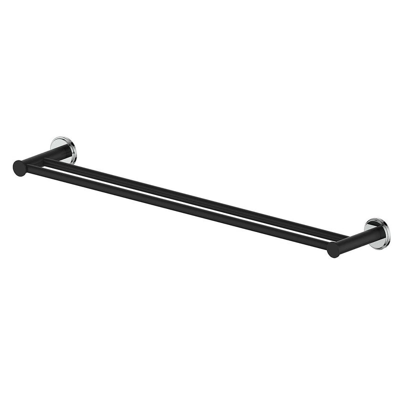 Vogt Zehn 24" Double Towel Bar – Matte Black / Chrome – BA.0509.CB