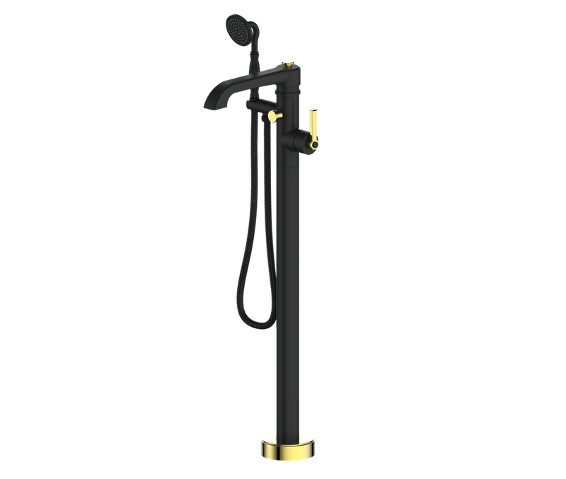 Vogt Zehn Freestanding Tub Filler – Matte Black / Brushed Gold – BF.ZN.2110.BGB