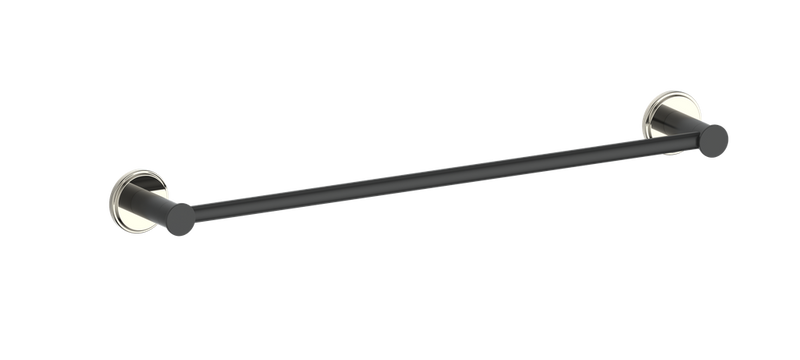 Vogt Zehn 18" Single Towel Bar – Matte Black / Polished Nickel – BA.0609.PB