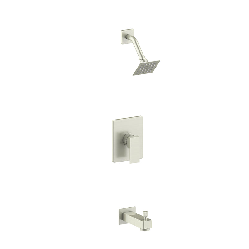 Vogt Kapfenberg 1-Function Pressure-Balanced Tub & Shower System with Shower Head & Tub Spout – Brushed Nickel – SET.AP.110.400.BN