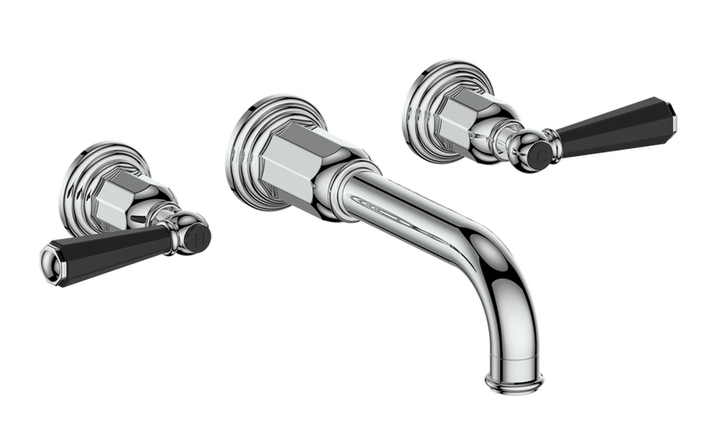 Vogt Carinthia 8" Widespread Wall-Mount Bathroom Sink Faucet – Chrome / Matte Black – BF.C2.1510.CB