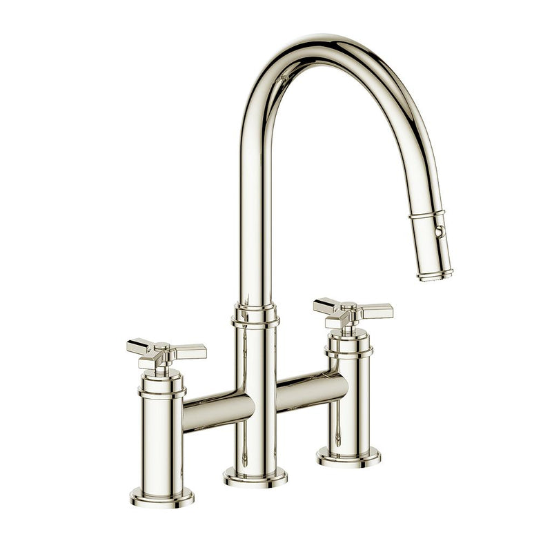 Vogt Zehn Pull-Down Bridge Kitchen Faucet – Polished Nickel – KF.17ZN.1312.PN