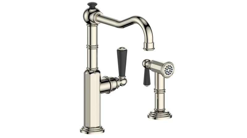 Vogt Carinthia Kitchen Faucet with Side Spray – Polished Nickel / Matte Black – KF.12CA.2101.PB