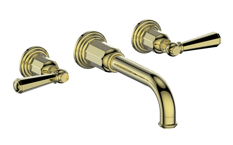 Vogt Carinthia 8" Widespread Wall-Mount Bathroom Sink Faucet – Brushed Gold – BF.C2.1510.BG