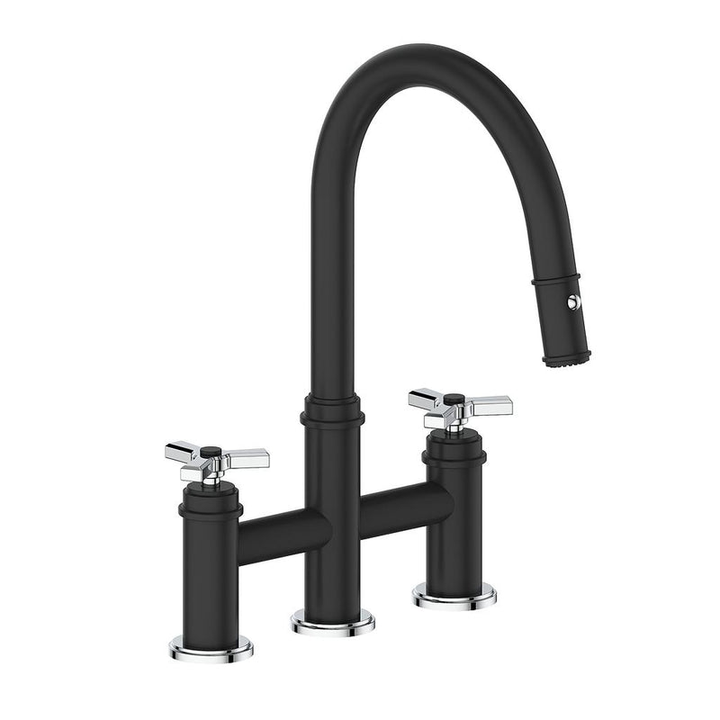 Vogt Zehn Pull-Down Bridge Kitchen Faucet – Matte Black / Chrome – KF.17ZN.1312.CB
