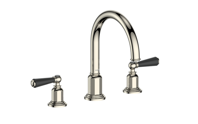 Vogt Carinthia 8" Widespread Bathroom Sink Faucet with Pop-Up Drain – Polished Nickel / Matte Black – BF.C1.1311.PB