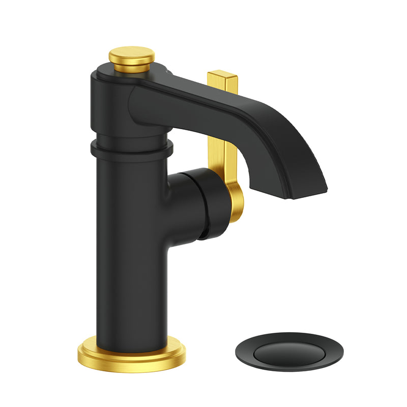 Vogt Zehn Single-Hole Bathroom Sink Faucet with Pop-Up Drain – Matte Black / Brushed Gold – BF.ZN.1001.BGB