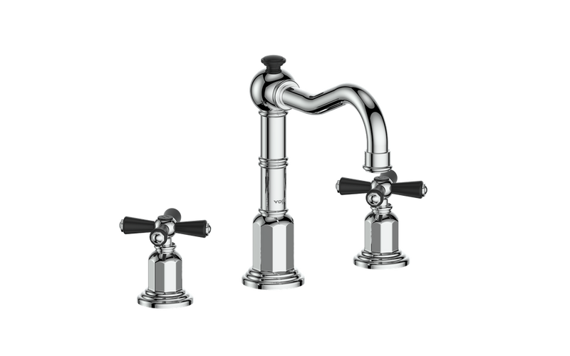 Vogt Carinthia 8" Widespread Bathroom Sink Faucet with Pop-Up Drain – Chrome / Matte Black – BF.C3.1321.CB