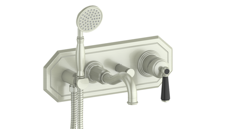 Vogt Carinthia Wall-Mount Tub Filler – Brushed Nickel / Matte Black – BF.C1.2220.BB