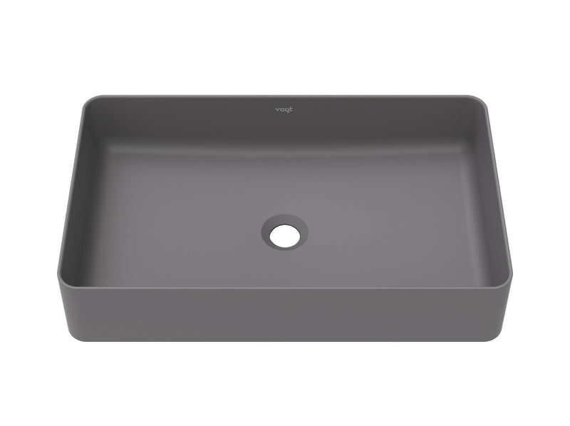 Vogt Rechteck 24" Rectangular Vogranite Vessel Bathroom Sink – Metropolitan Grey – BS.2314.R02G-60