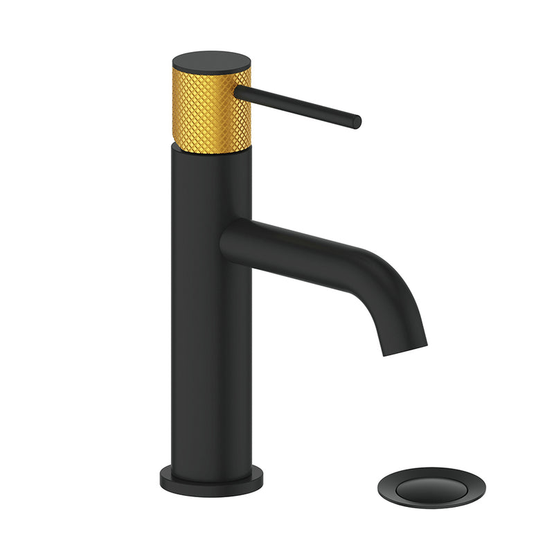 Vogt Drava Single-Hole Bathroom Sink Faucet with Pop-Up Drain – Matte Black / Brushed Gold – BF.DA.1001.BGB