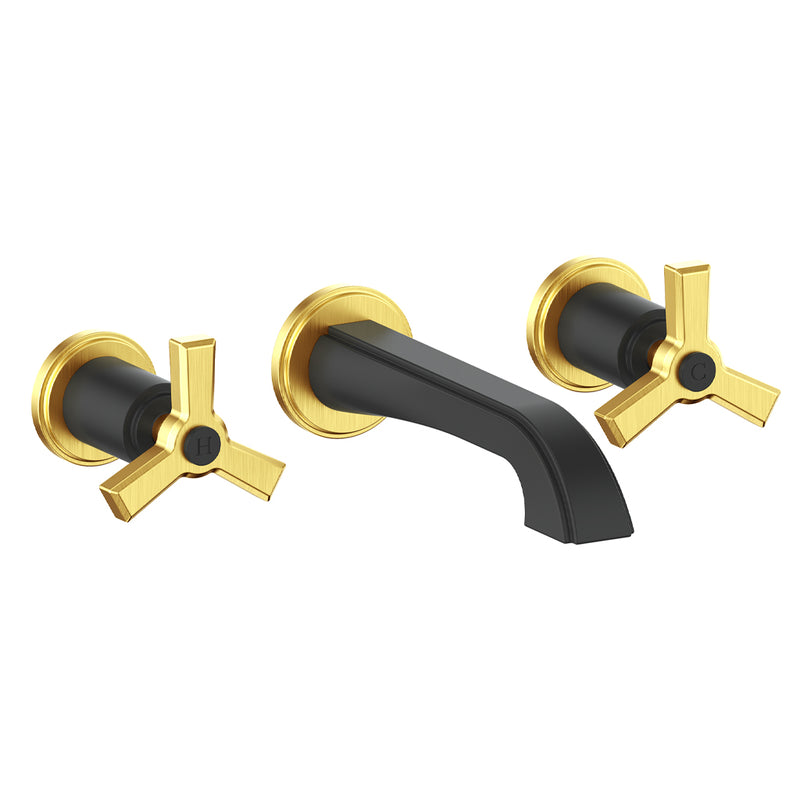 Vogt Zehn Wall-Mount Bathroom Sink Faucet – Matte Black / Brushed Gold – BF.Z3.1500.BGB