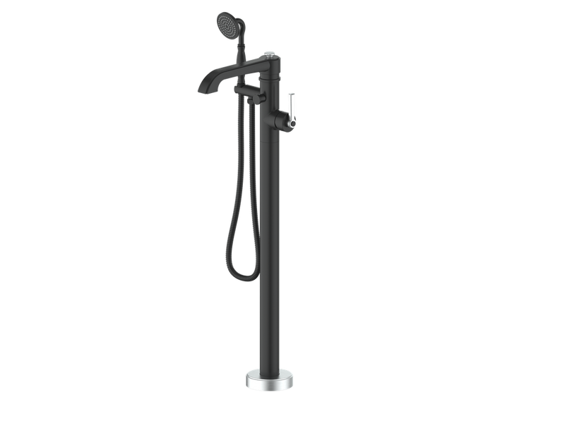 Vogt Zehn Freestanding Tub Filler – Matte Black / Stainless Steel – BF.ZN.2110.SB