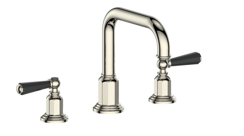 Vogt Carinthia 8" Widespread Bathroom Sink Faucet with Pop-Up Drain – Polished Nickel / Matte Black – BF.C2.1331.PB