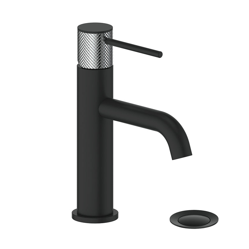 Vogt Drava Single-Hole Bathroom Sink Faucet with Pop-Up Drain – Matte Black / Chrome – BF.DA.1001.CB