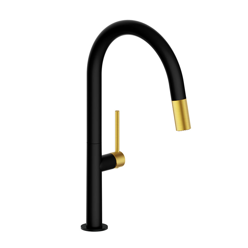 Vogt Dornbirn 16" Kitchen Faucet – Matte Black / Brushed Gold – KF.16D1.0204.BGB