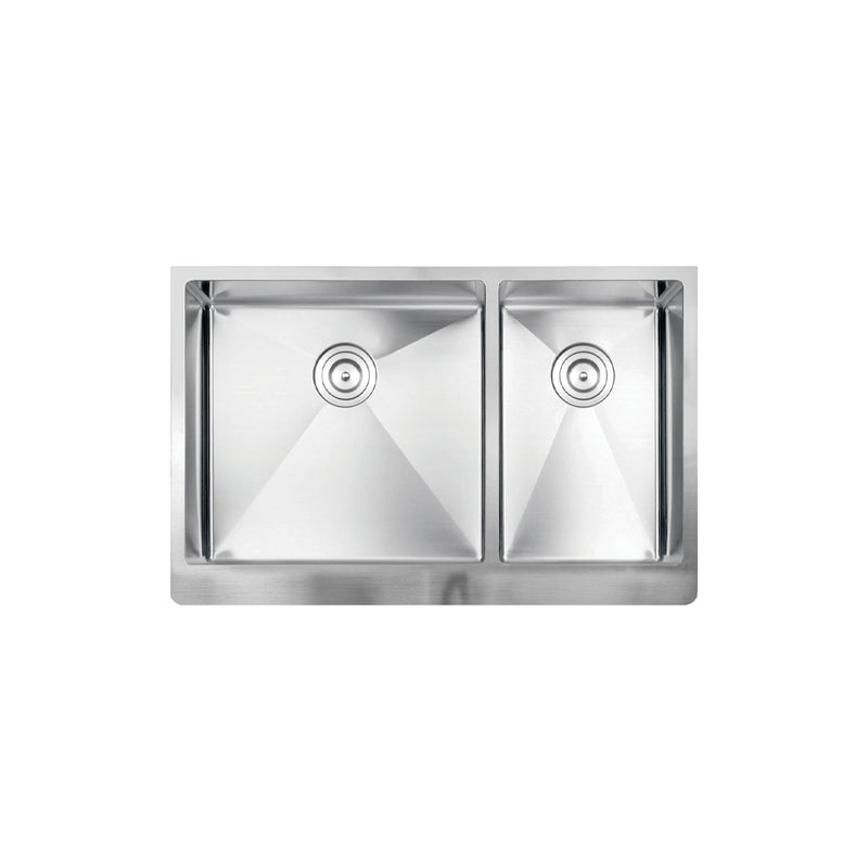 Vogt Polten Doppelt 16R 32 7/8" Offset Double-Bowl 16-Gauge Stainless Steel Apron-Front Kitchen Sink with Bottom Grids – KS.3319.P16R-64