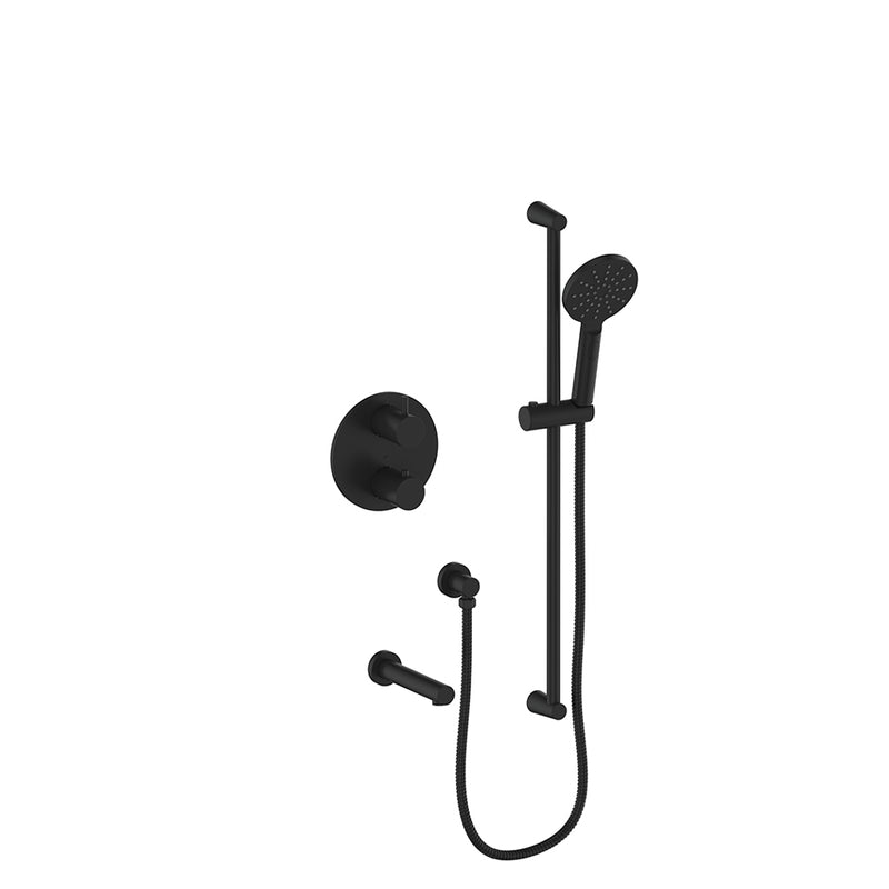 Vogt Worgl Thermostatic Tub & Shower System with Hand Shower & Tub Spout – Matte Black – SET.WL.220.500.MB