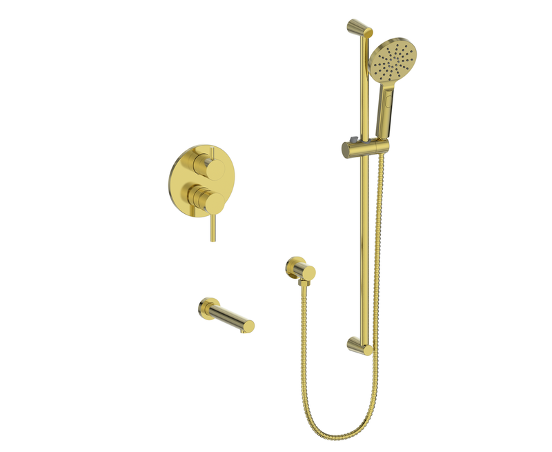 Vogt Worgl Pressure-Balanced Tub & Shower System with Hand Shower & Tub Spout – Brushed Gold – SET.WL.210.500.BG