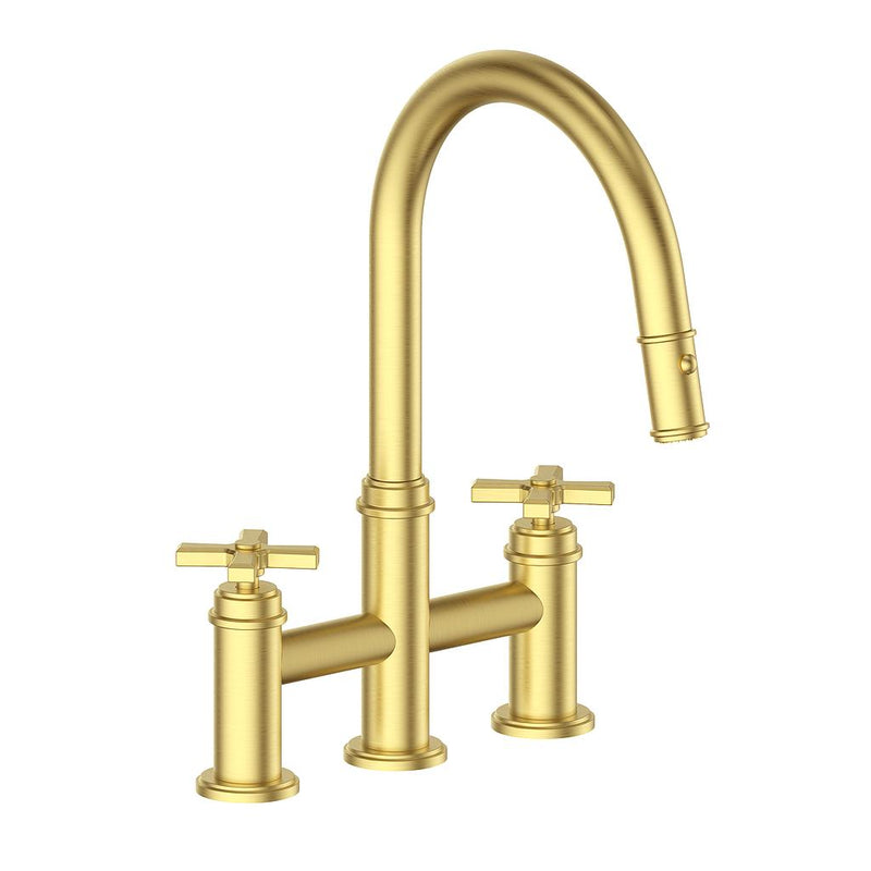 Vogt Zehn Pull-Down Bridge Kitchen Faucet – Brushed Gold – KF.17ZN.1412.BG