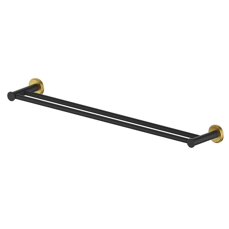 Vogt Zehn 24" Double Towel Bar – Matte Black / Brushed Gold – BA.0509.BGB