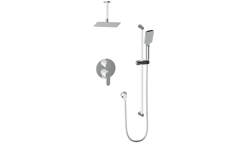 Vogt Lusten 2-Function Pressure-Balanced Shower System with 8"x12" Rain Head & Hand Shower – Ceiling-Mount – Chrome / Glossy White – SET.LN.210.216.CW