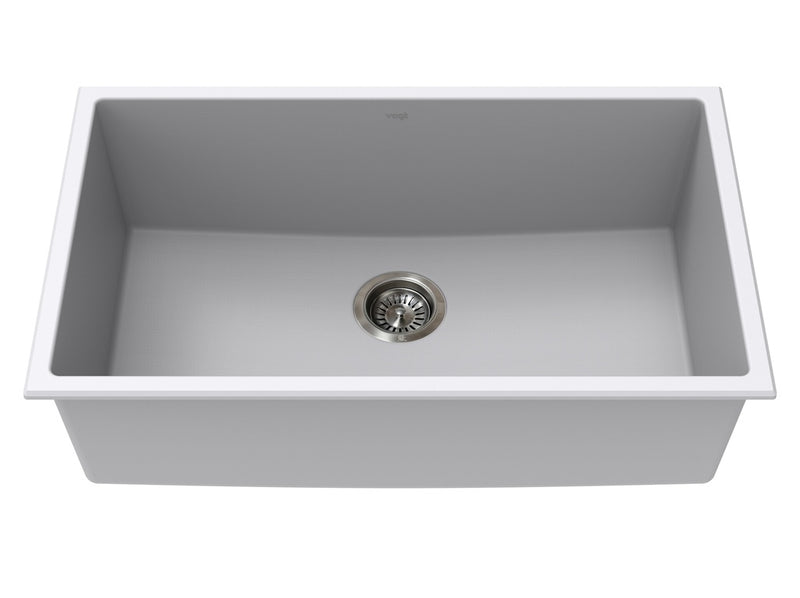 Vogt Graz GS 30" Single-Bowl Vogranite Kitchen Sink – Powder Grey – KS.3018.G05G-61