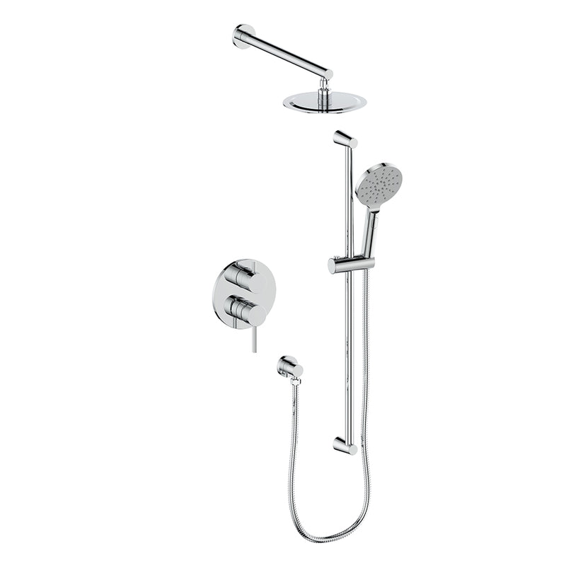 Vogt Worgl 2-Function Pressure-Balanced Shower System with 8" Rain Head & Hand Shower – Wall-Mount – Chrome – SET.WL.210.210.CC