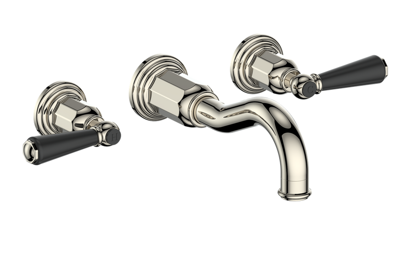 Vogt Carinthia 8" Widespread Wall-Mount Bathroom Sink Faucet – Polished Nickel / Matte Black – BF.C1.1520.PB