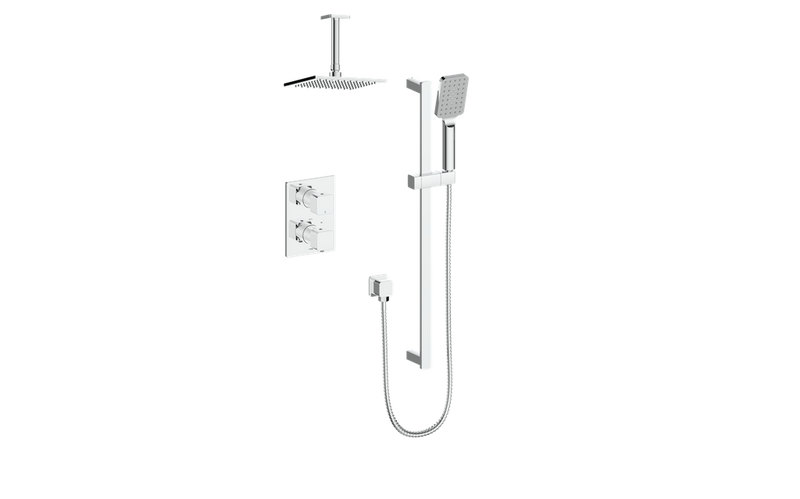 Vogt Niveau 2-Function Thermostatic Shower System with 8" Rain Head & Hand Shower – Ceiling-Mount – Chrome – SET.NU.220.216.CC