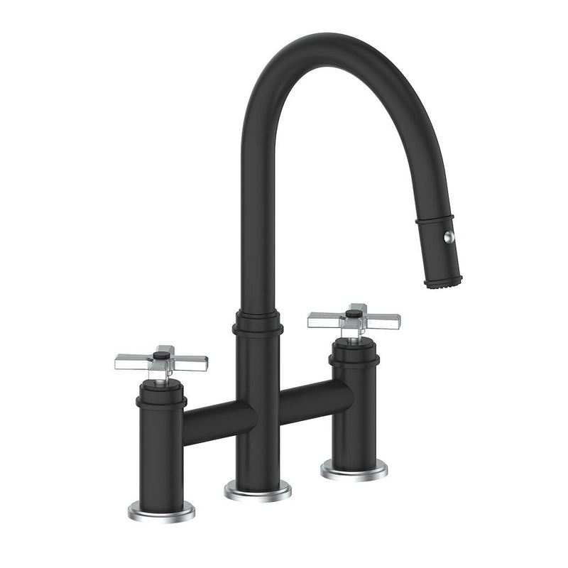 Vogt Zehn Pull-Down Bridge Kitchen Faucet – Matte Black / Stainless Steel – KF.17ZN.1412.SB