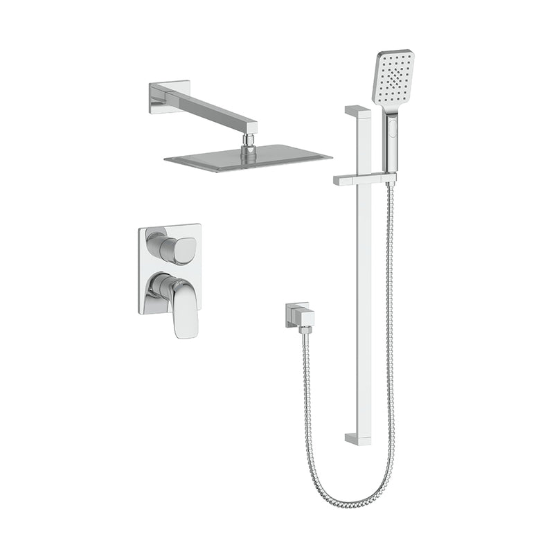Vogt Antau 2-Function Pressure-Balanced Shower System with 8"x12" Rain Head & Hand Shower – Wall-Mount – Chrome – SET.AU.210.210.CC