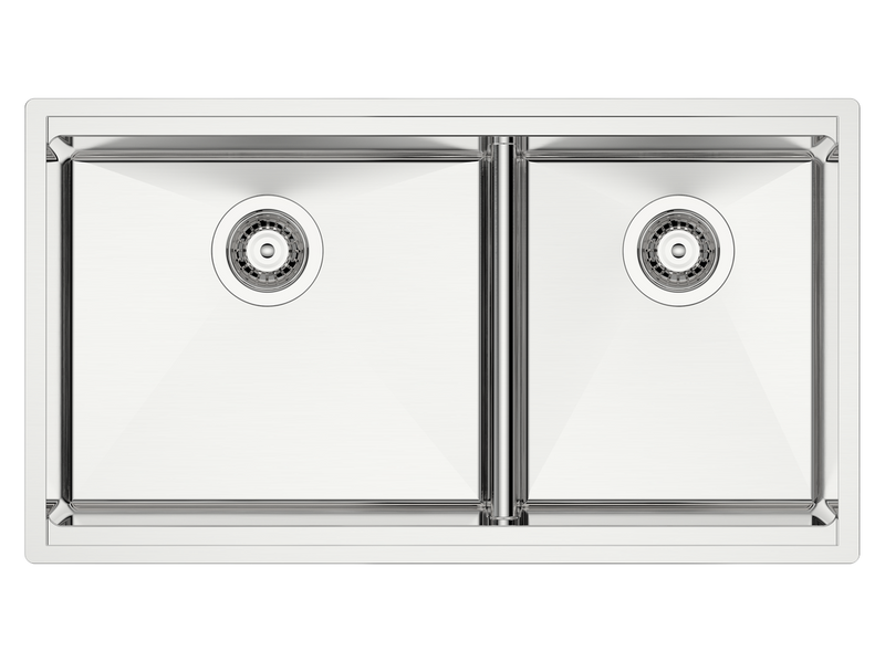 Vogt Drau 3460 34" Low-Divide Offset Double-Bowl 18-Gauge Stainless Steel Undermount Kitchen Workstation Sink – KWS.3419.D6-65