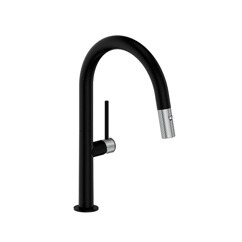 Vogt Drava 13" Gooseneck Bar & Prep Faucet – Matte Black / Chrome – KF.13D1.1214.CB