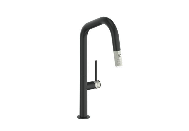 Vogt Drava 16" Pull-Down Kitchen Faucet – Matte Black / Stainless Steel – KF.16D2.1214.SB
