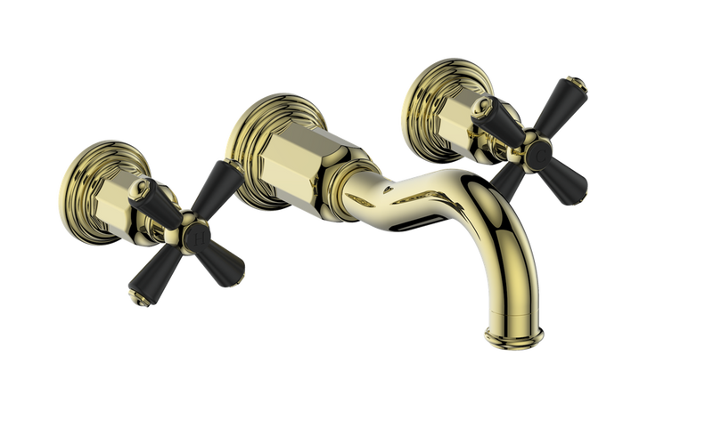 Vogt Carinthia 8" Widespread Wall-Mount Bathroom Sink Faucet – Brushed Gold / Matte Black – BF.C3.1520.BGB