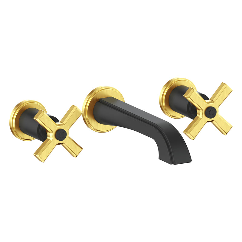 Vogt Zehn Wall-Mount Bathroom Sink Faucet – Matte Black / Brushed Gold – BF.Z4.1500.BGB