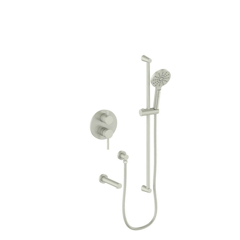 Vogt Worgl Pressure-Balanced Tub & Shower System with Hand Shower & Tub Spout – Brushed Nickel – SET.WL.210.500.BN