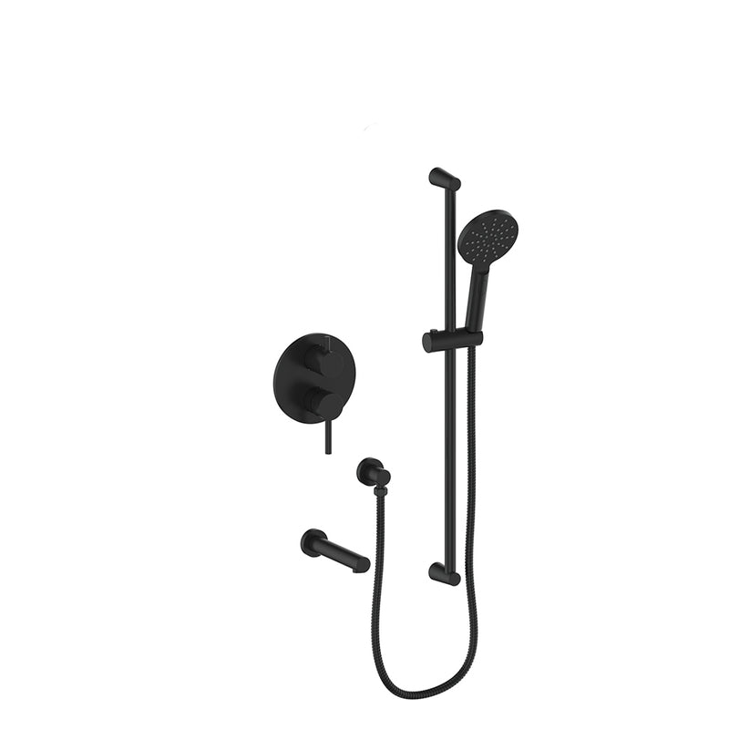 Vogt Worgl Pressure-Balanced Tub & Shower System with Hand Shower & Tub Spout – Matte Black – SET.WL.210.500.MB