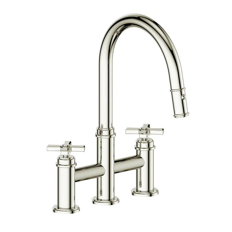 Vogt Zehn Pull-Down Bridge Kitchen Faucet – Polished Nickel – KF.17ZN.1412.PN