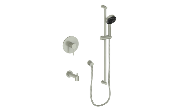 Vogt Worgl Pressure-Balanced Tub & Shower System with Hand Shower & Tub Spout – Brushed Nickel – SET.OR.110.500.BN