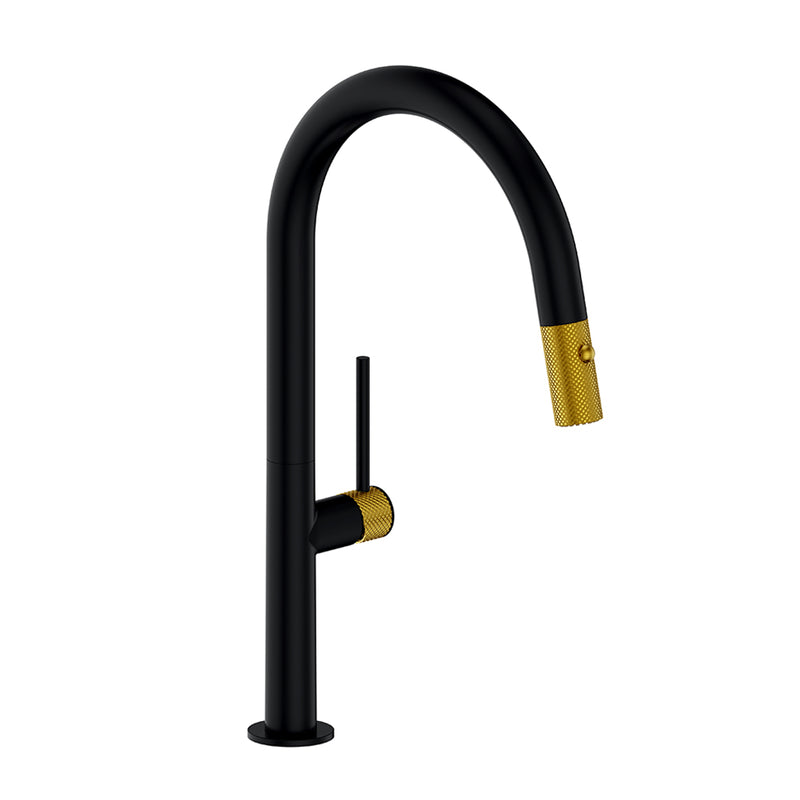Vogt Drava 16" Pull-Down Kitchen Faucet – Matte Black / Brushed Gold – KF.16D1.1214.BGB